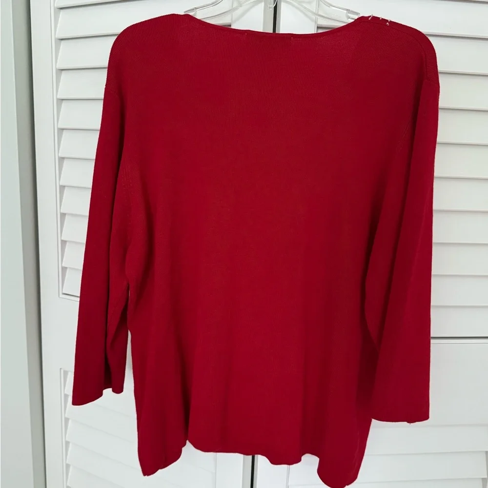 JM Collection Red Embellished V-Neck Sweater XL NWT Holiday Christmas - Picture 4 of 4